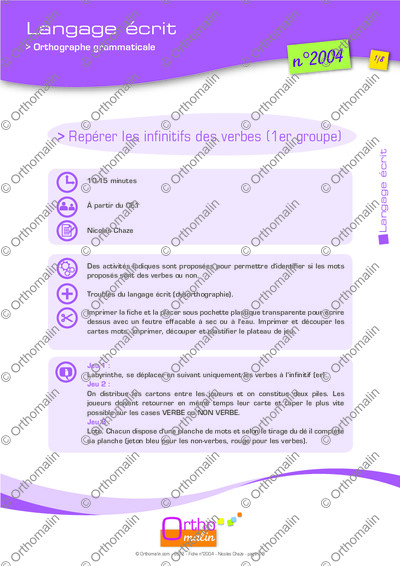 Page 1 de la fiche