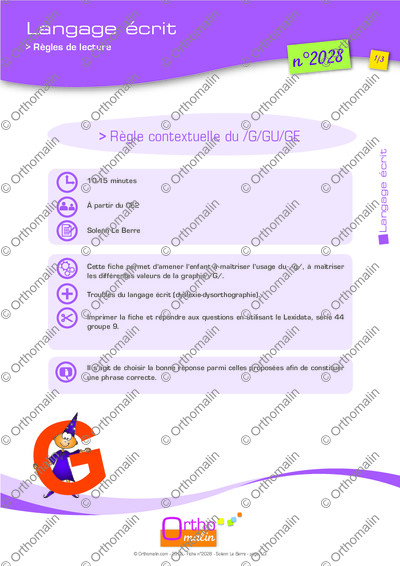 Page 1 de la fiche