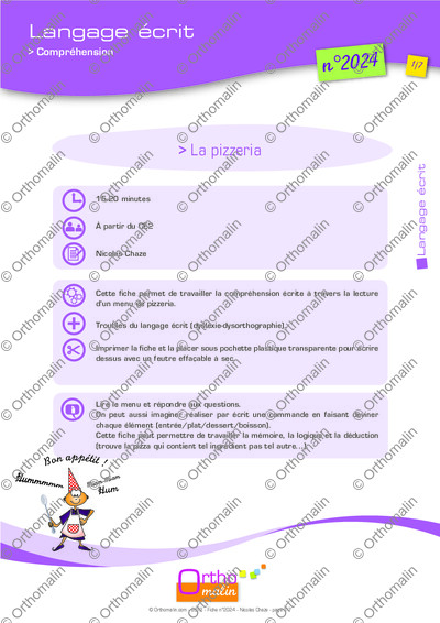 Page 1 de la fiche