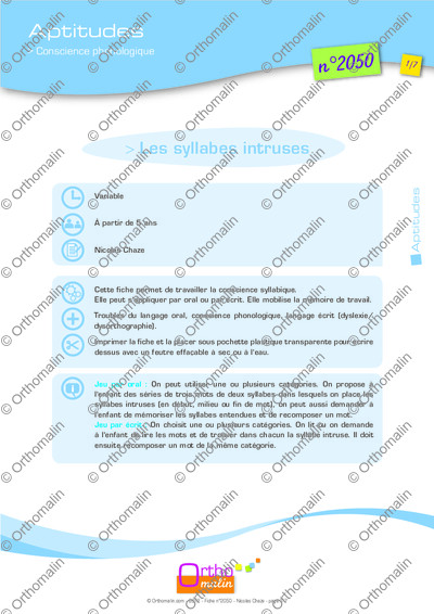 Page 1 de la fiche
