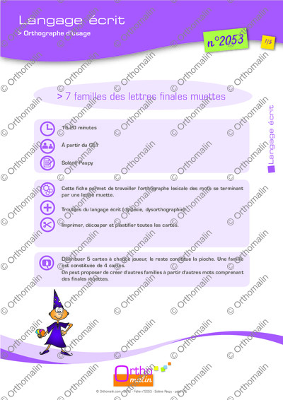 Page 1 de la fiche
