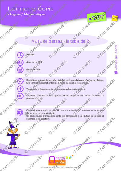 Page 1 de la fiche