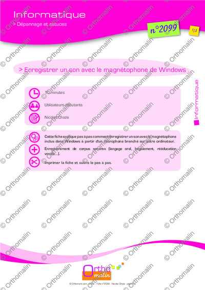 Page 1 de la fiche