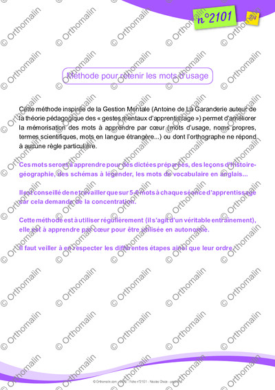 Page 2 de la fiche