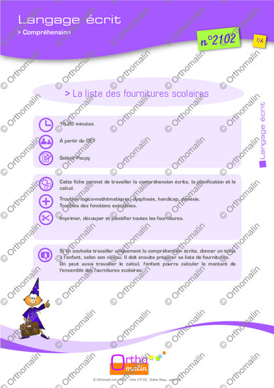 Page 1 de la fiche