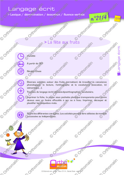 Page 1 de la fiche