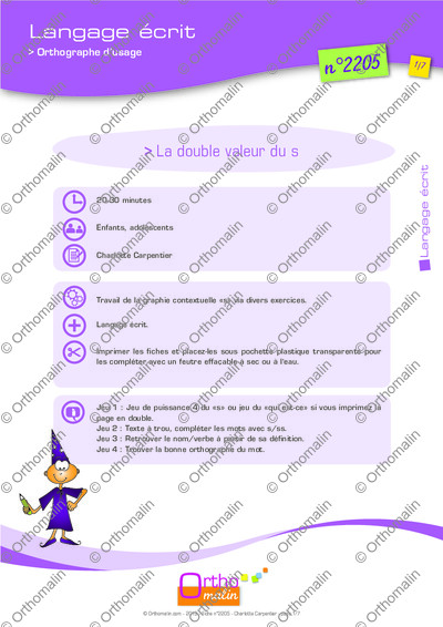 Page 1 de la fiche