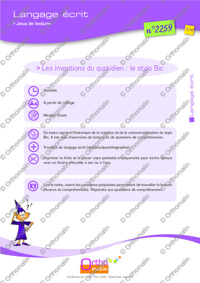 Page 1 de la fiche