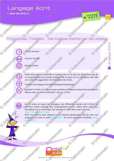 Page 1 de la fiche