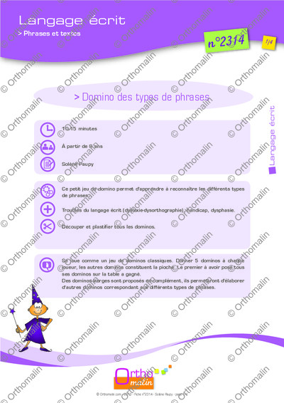 Page 1 de la fiche
