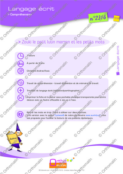 Page 1 de la fiche