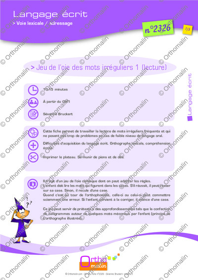 Page 1 de la fiche