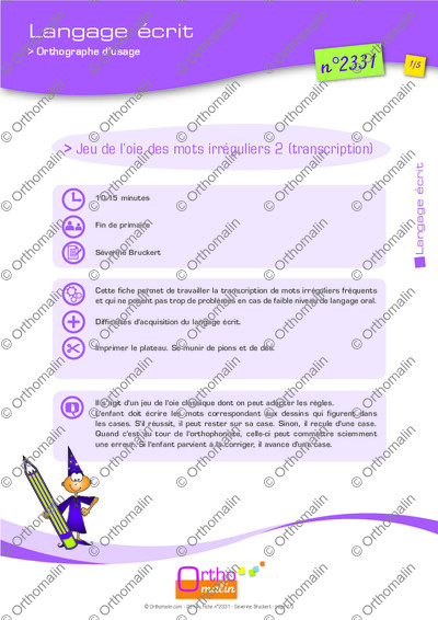 Page 1 de la fiche