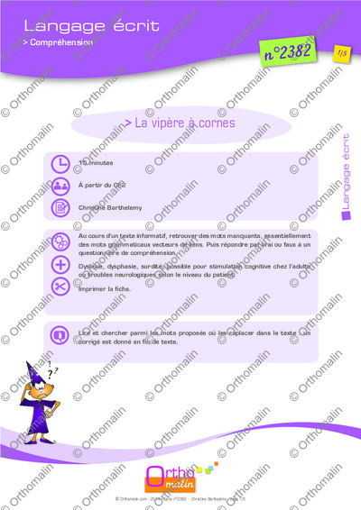 Page 1 de la fiche