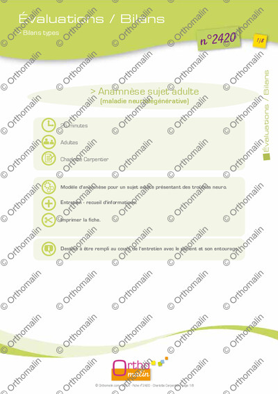 Page 1 de la fiche