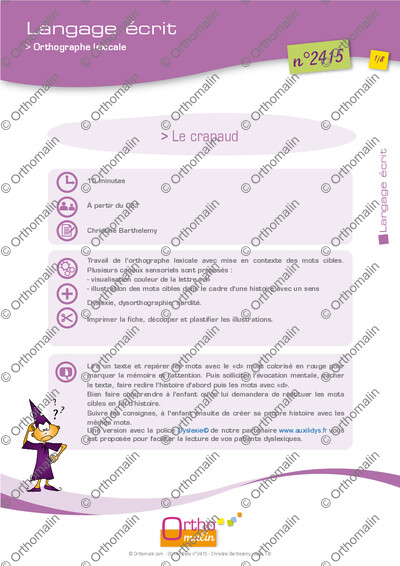 Page 1 de la fiche