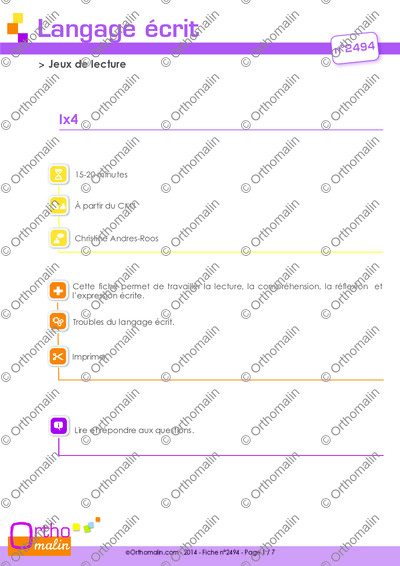Page 1 de la fiche