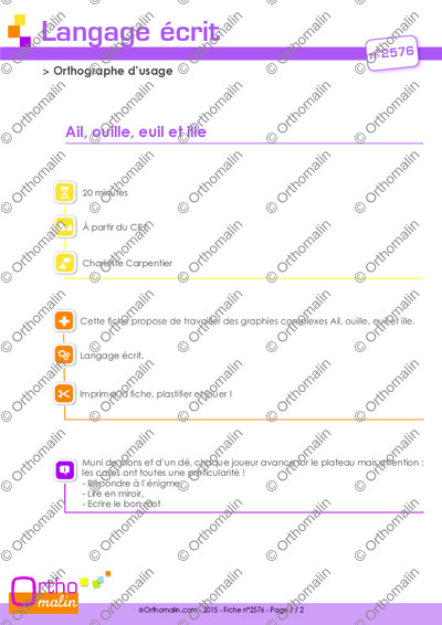 Page 1 de la fiche