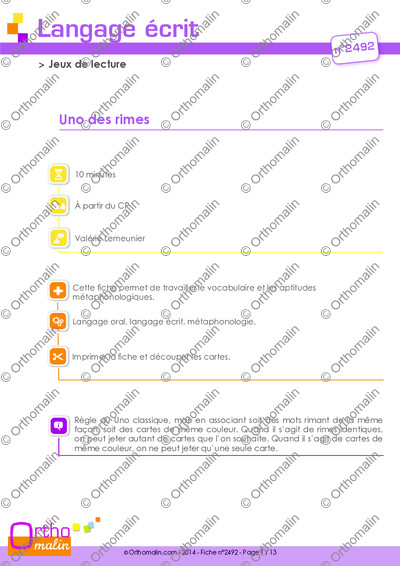 Page 1 de la fiche