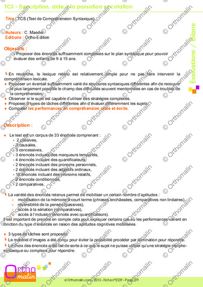 Page 2 de la fiche