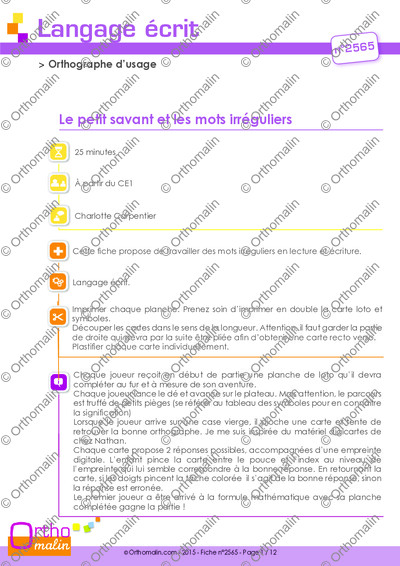 Page 1 de la fiche