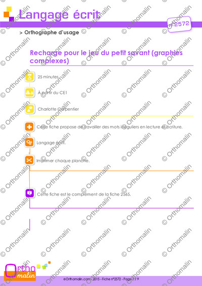 Page 1 de la fiche