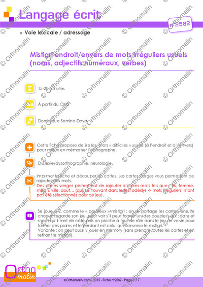 Page 1 de la fiche