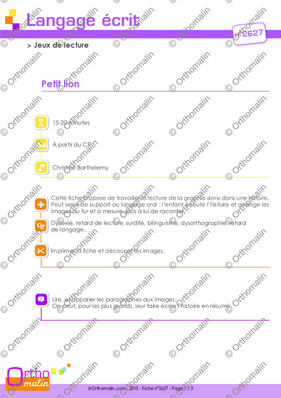 Page 1 de la fiche