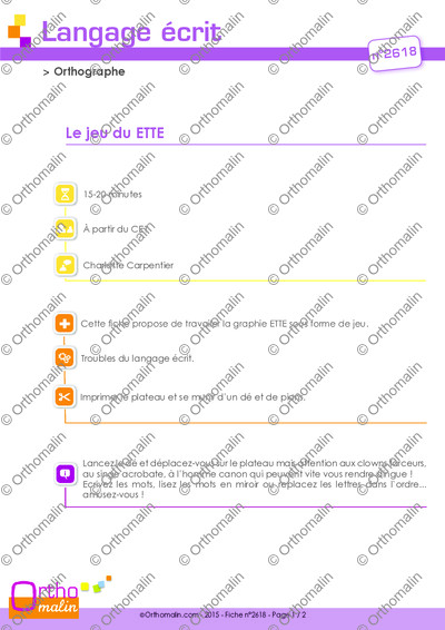 Page 1 de la fiche