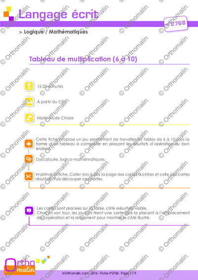 Page 1 de la fiche