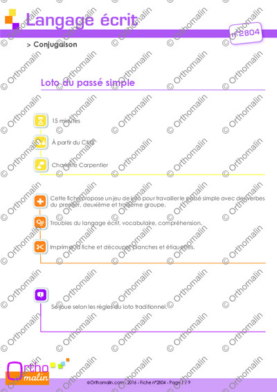 Page 1 de la fiche