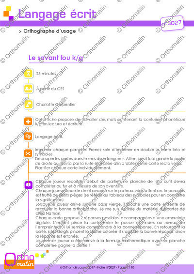 Page 1 de la fiche