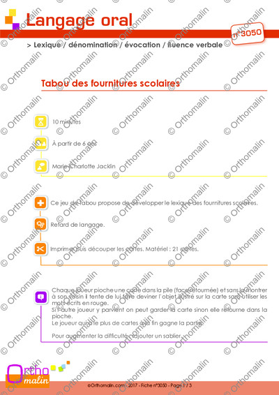 Page 1 de la fiche