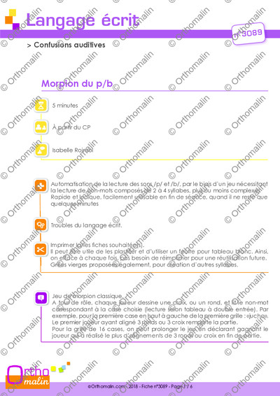 Page 1 de la fiche