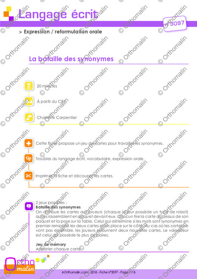 Page 1 de la fiche