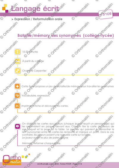 Page 1 de la fiche