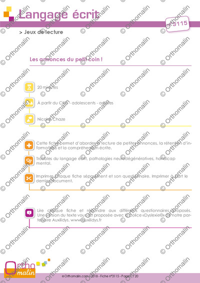 Page 1 de la fiche