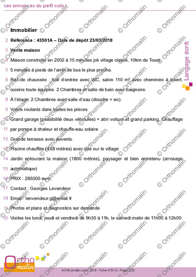 Page 2 de la fiche