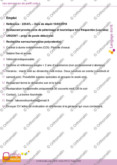 Page 14 de la fiche