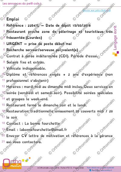 Page 15 de la fiche