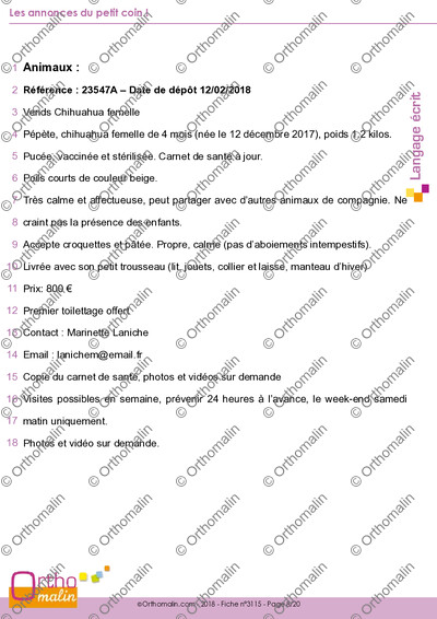 Page 8 de la fiche