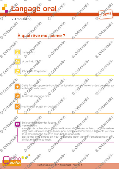 Page 1 de la fiche