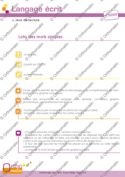 Page 1 de la fiche