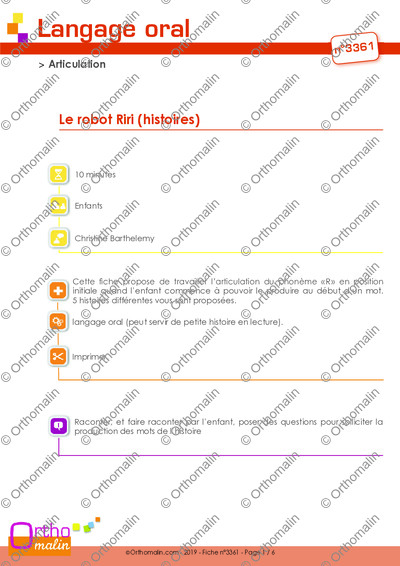 Page 1 de la fiche