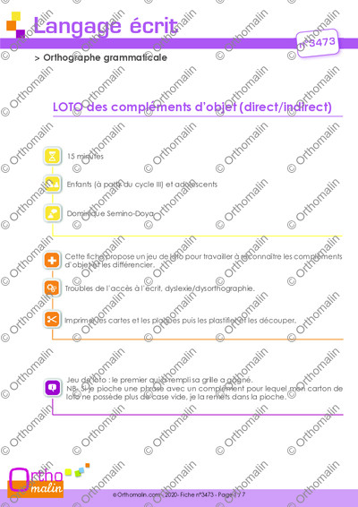 Page 1 de la fiche