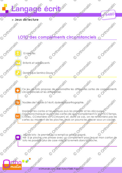 Page 1 de la fiche