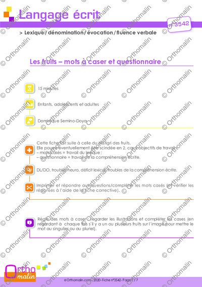 Page 1 de la fiche