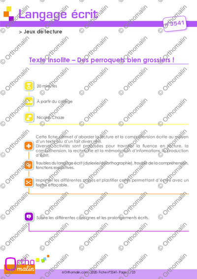 Page 1 de la fiche