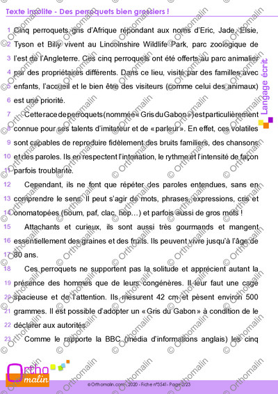 Page 2 de la fiche