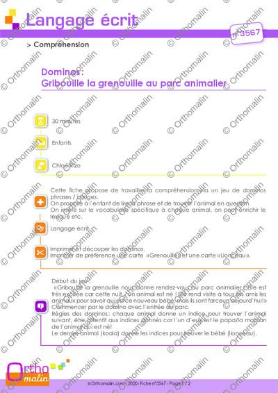 Page 1 de la fiche